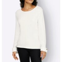 Sweater with trumpet sleeves and ornamental button, ecru