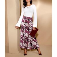 Sweater with trumpet sleeves and ornamental button, ecru