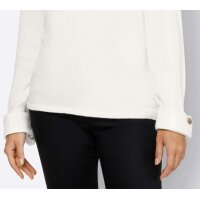 Sweater with trumpet sleeves and ornamental button, ecru