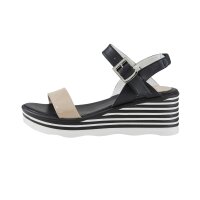 Leder-Sandalette, schwarz-weiß