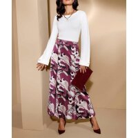Panel print skirt, sand-bordeaux