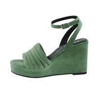 Ziegen-Veloursleder-Sandalette, grün