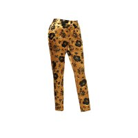 Jacquard trousers with silk, ochre-black