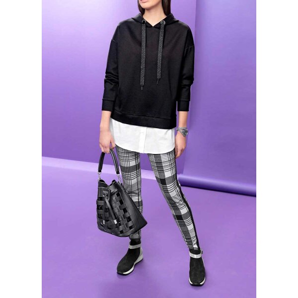 Designer-Jersey-Stretchhose, schwarz-weiß
