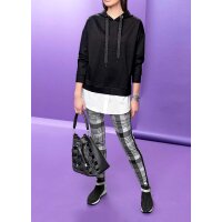 Designer-Jersey-Stretchhose, schwarz-weiß