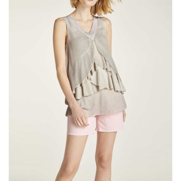 Flounce top with sequins, beige
