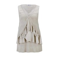 Volanttop m. Pailletten, beige