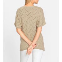 Ajour sweater with stone trim, beige-ecru
