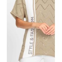 Ajour sweater with stone trim, beige-ecru