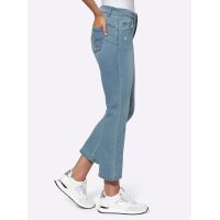 Cropped jeans with destroyed effect, blue-bleached