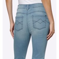 Cropped jeans with destroyed effect, blue-bleached