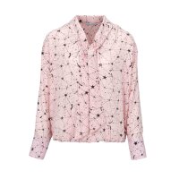 Print blouse with slip tie, rosé