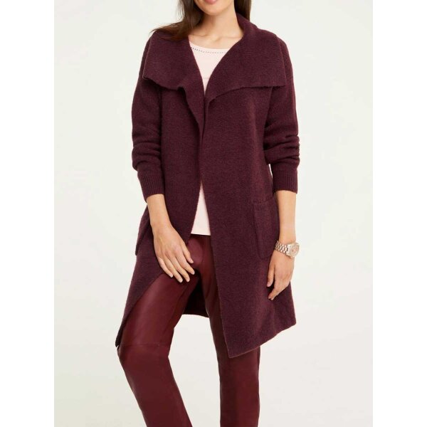 Designer-Kuschel-Longtrickjacke, bordeaux