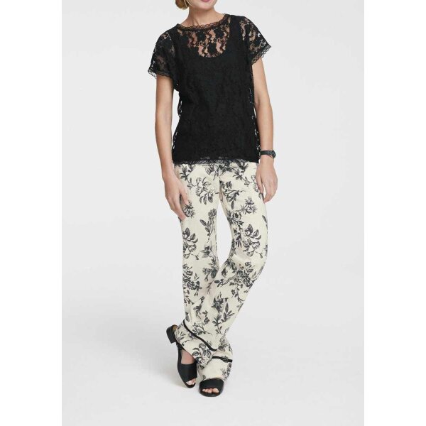 Linen trouser, ecru-black