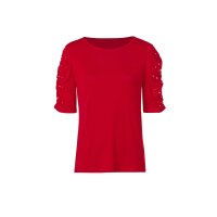 Puffärmelshirt m. Zierperlen, rot