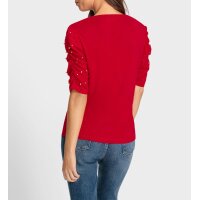 Puffärmelshirt m. Zierperlen, rot