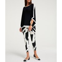 Designer-7/8-Stretch-Druckhose, schwarz-ecru