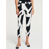 Designer-7/8-Stretch-Druckhose, schwarz-ecru