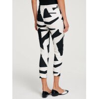 Designer-7/8-Stretch-Druckhose, schwarz-ecru