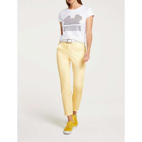 Designer-Druck-Stretchhose, vanille-rosé