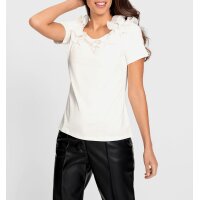Carmenshirt m. Plissee-Volants, ecru