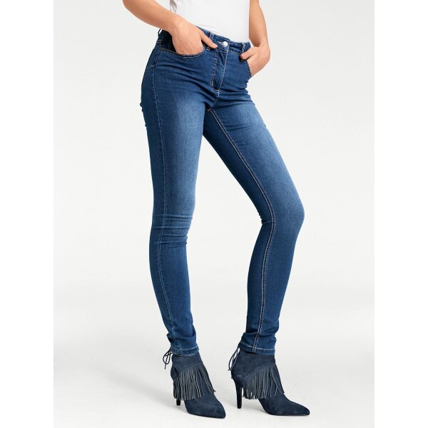 Designer-Bauchweg-Skinny-Jeans, blue stone