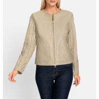Lamb nappa leather jacket with mesh inserts, sand