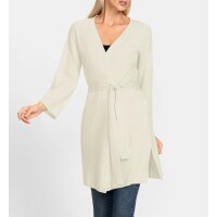 Longstrickjacke m. Bindegürtel, ecru