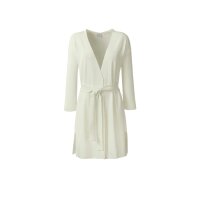 Long cardigan with tie belt, ecru