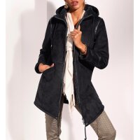 Lammfell-Look-Jacke, schwarz