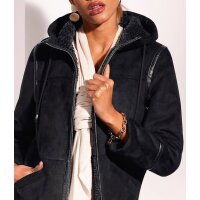 Lammfell-Look-Jacke, schwarz
