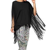 Marken-Fransenshirt, schwarz