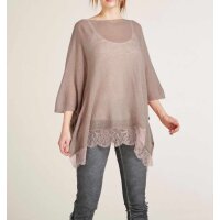 Oversize sweater with lace, rosé