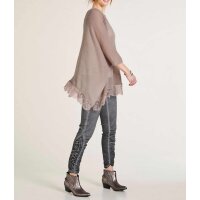 Oversize sweater with lace, rosé
