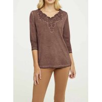 Designer-Shirt m. Spitze, nougat