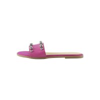 Leather mule wit beads, pink