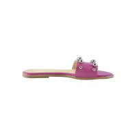 Leather mule wit beads, pink