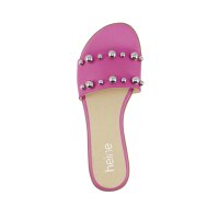 Leather mule wit beads, pink