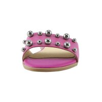 Leather mule wit beads, pink