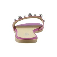 Leather mule wit beads, pink