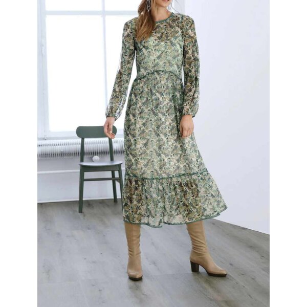 Print dress, green-multicoloured