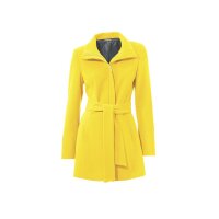 Designer-Wolljacke m. Gürtel, gelb