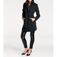 Designer-Wolljacke m. Gürtel, schwarz