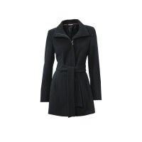 Designer-Wolljacke m. Gürtel, schwarz