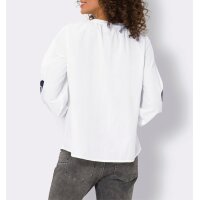 Bluse m. Ornament-Applikation, weiß-schwarz
