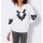 Bluse m. Ornament-Applikation, weiß-schwarz