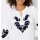 Bluse m. Ornament-Applikation, weiß-schwarz