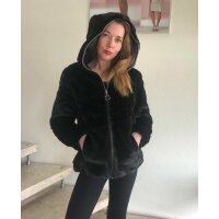Dvipusis austas kailinis švarkas, juodas
