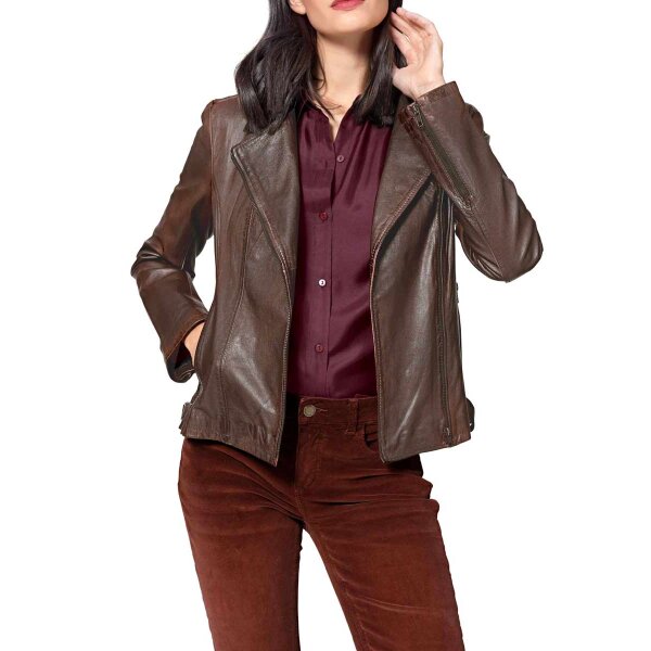 Designer-Lammnappaleder-Bikerjacke, braun