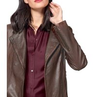 Designer-Lammnappaleder-Bikerjacke, braun